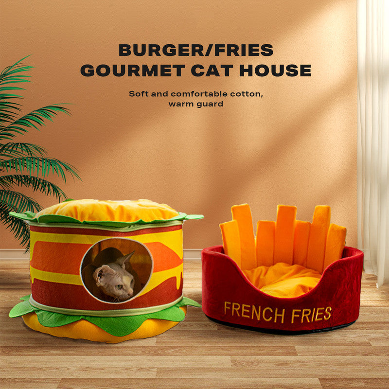 Washable Fries Pet Dog Cat Ded Calming Bed Warm Soft V488-PB-CP