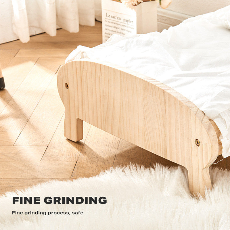 Cat Dog Wooden Bed Pet Sofa for Small Pet Wood Frame Beds With Bedding V488-PCPBB