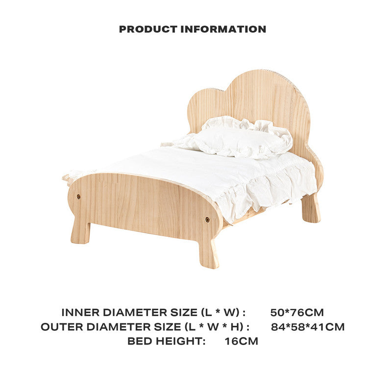Cat Dog Wooden Bed Pet Sofa for Small Pet Wood Frame Beds With Bedding V488-PCPBB