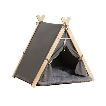 Pets Teepee Dogs Tent Removable and Washable Cats Tents Dog Cat Bed With Cushion V488-PCPTN-GR