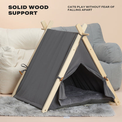 Pets Teepee Dogs Tent Removable and Washable Cats Tents Dog Cat Bed With Cushion V488-PCPTN-GR