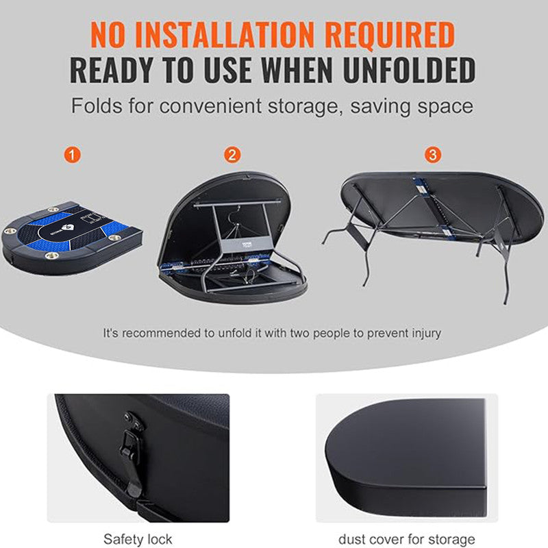 10 Player Foldable Blue Color Poker Table Blackjack Texas Holdem Table with Cup Holders V488-POKER - BLUE
