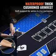 10 Player Foldable Blue Color Poker Table Blackjack Texas Holdem Table with Cup Holders V488-POKER - BLUE