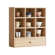 DISPLAY STAND TEA CUP SHELFING FURNITURE CUBE CABINET W/ DRAWERS V488-SCC-WD