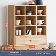 DISPLAY STAND TEA CUP SHELFING FURNITURE CUBE CABINET W/ DRAWERS V488-SCC-WD