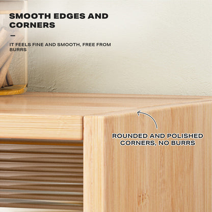 Bamboo Dustproof Cup Storage Cabinet with Sliding Acrylic Door V488-SCMA-BR