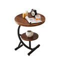 2 Tier End Table Sofa Side End Table Round Nightstand with Sturdy Metal Frame V488-TBD-WD