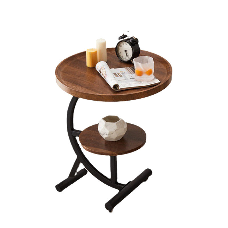 2 Tier End Table Sofa Side End Table Round Nightstand with Sturdy Metal Frame V488-TBD-WD