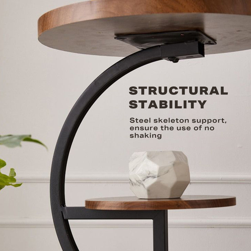 2 Tier End Table Sofa Side End Table Round Nightstand with Sturdy Metal Frame V488-TBD-WD