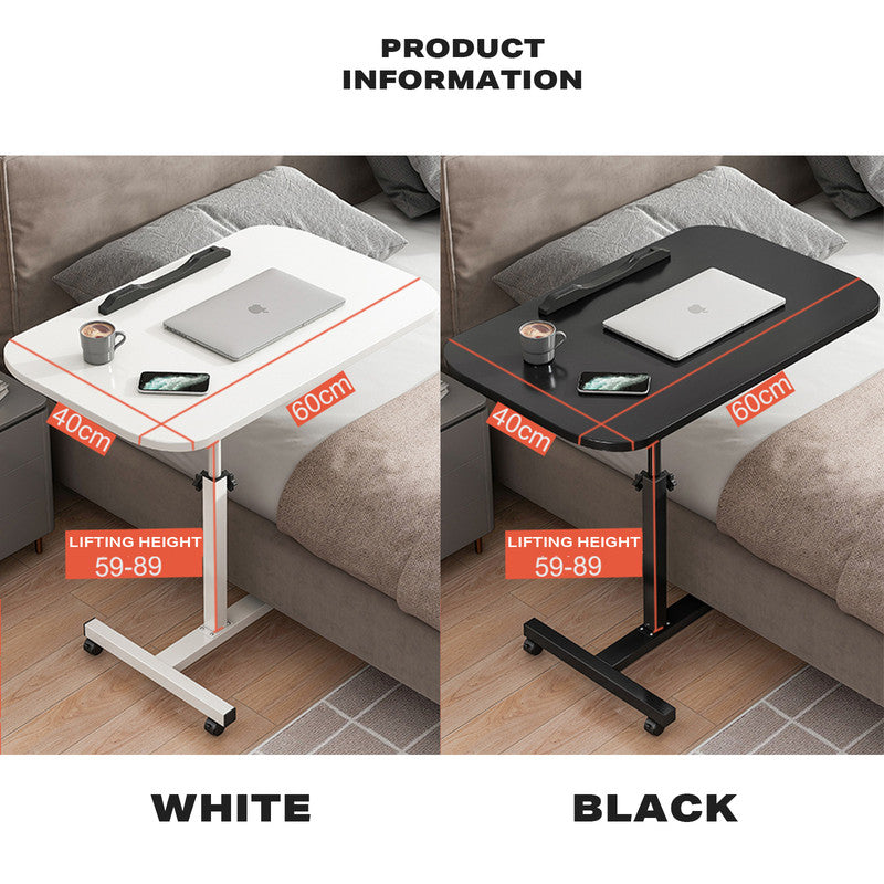 Movable lifting computer table bedside portable table(White) V488-TBFRL-WH