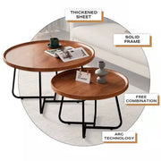 Removable Set of 2 Round Coffee Table Walnut Nesting Side End Table Furniture V488-TBLRC-WL