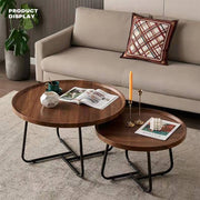 Removable Set of 2 Round Coffee Table Walnut Nesting Side End Table Furniture V488-TBLRC-WL