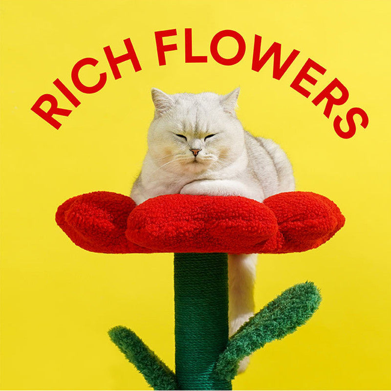 Rich Flower Cat Tree with Scratcher Pole Cat Tower with Hidaway Cat Bed Furbulous Cat Tree V488-Z1A00130