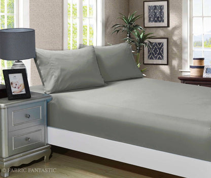 1000TC Ultra Soft Fitted Sheet & Pillowcase Set - King Single Size Bed - Grey V493-AKSF-06