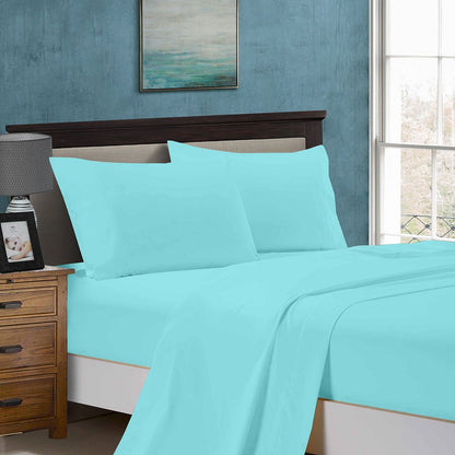 1000TC King Single Size Bed Soft Flat & Fitted Sheet Set Aqua V493-AKSS-20