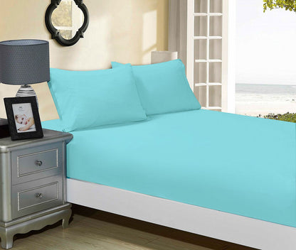 1000TC Ultra Soft Fitted Sheet & 2 Pillowcases Set - Queen Size Bed - Aqua V493-AQF-20