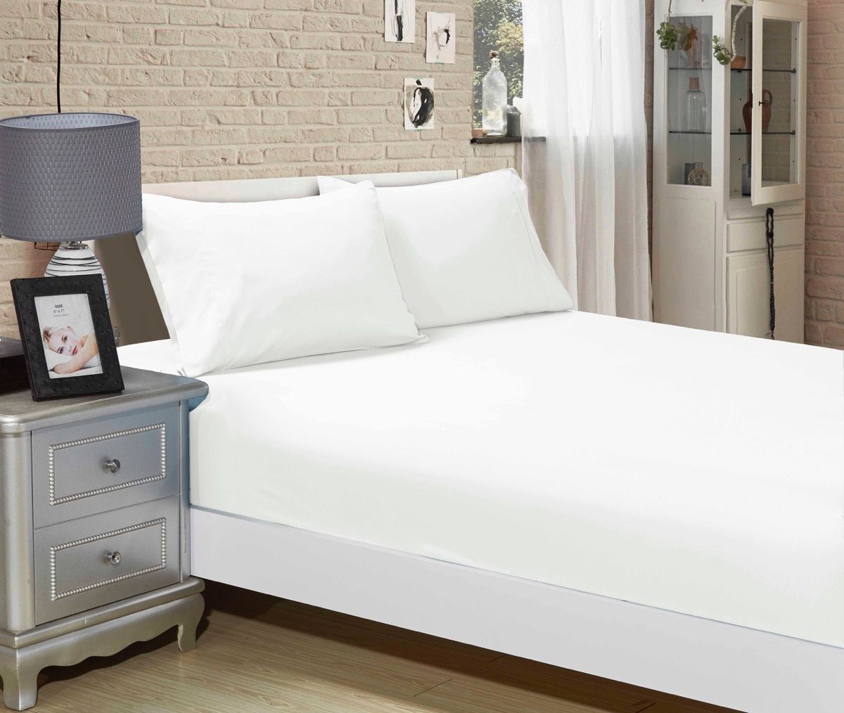 1000TC Ultra Soft Fitted Sheet & Pillowcase Set - Single Size Bed - White V493-ASF-01
