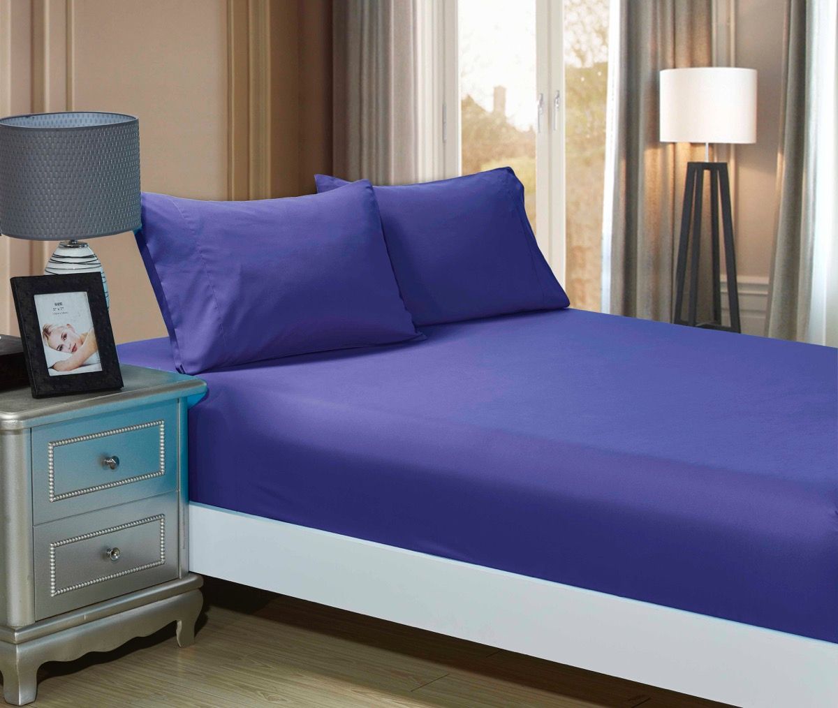 1000TC Ultra Soft Fitted Sheet & Pillowcase Set - Single Size Bed - Royal Blue V493-ASF-03