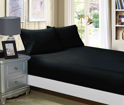 1000TC Ultra Soft Fitted Sheet & Pillowcase Set - Single Size Bed - Black V493-ASF-05