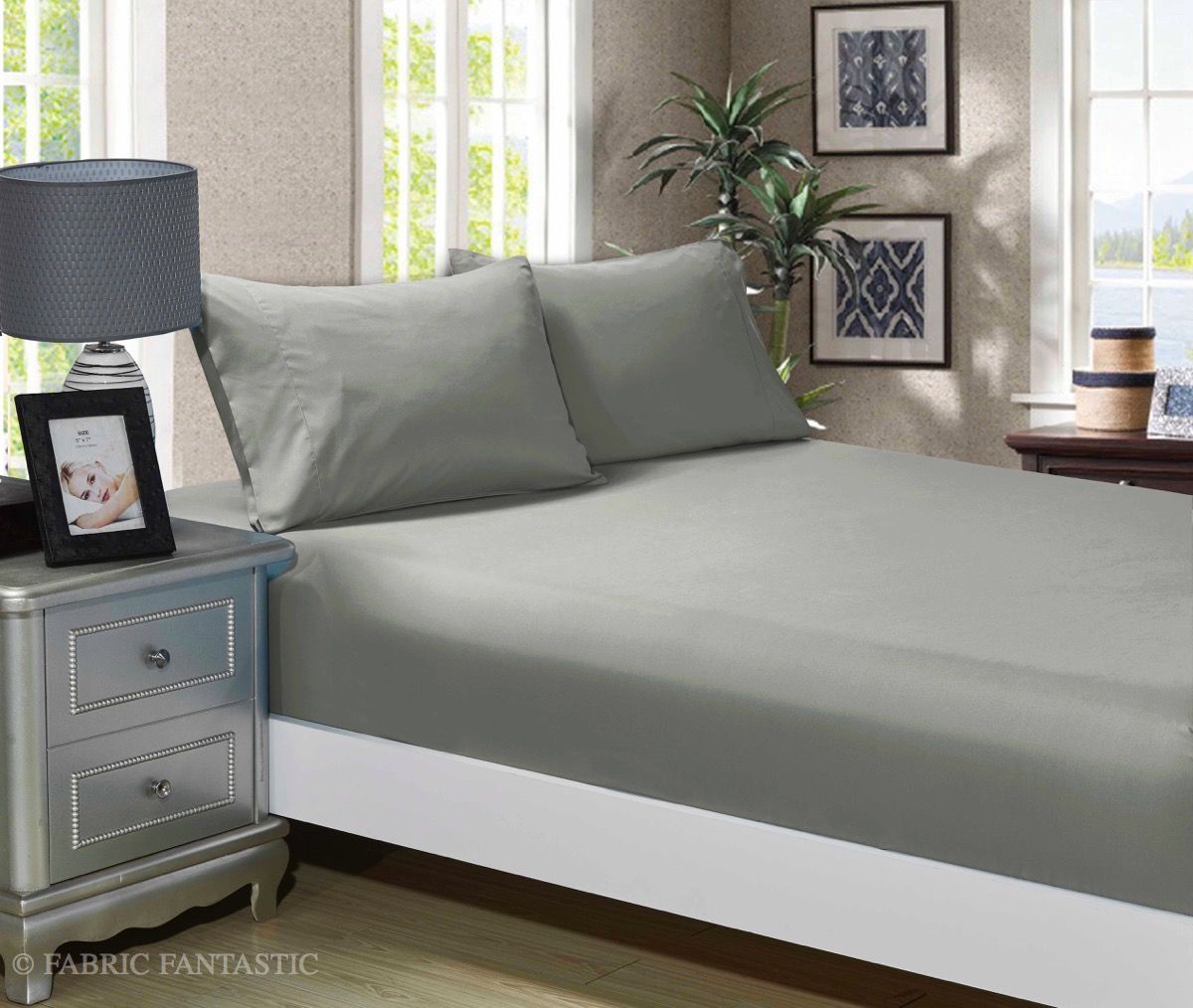 1000TC Ultra Soft Fitted Sheet & Pillowcase Set - Single Size Bed -Grey V493-ASF-06
