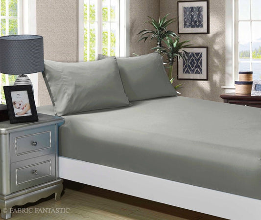 1000TC Ultra Soft Fitted Sheet & Pillowcase Set - Single Size Bed -Grey V493-ASF-06