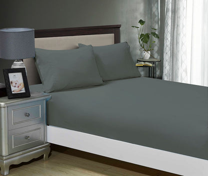 1000TC Ultra Soft Fitted Sheet & Pillowcase Set - Single Size Bed - Charcoal V493-ASF-11