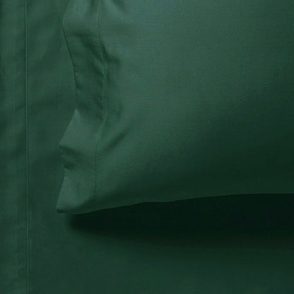 1000TC Ultra Soft Fitted Sheet & Pillowcase Set - Single Size Bed - Dark Green V493-ASF-17