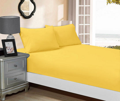 1000TC Ultra Soft Fitted Sheet & Pillowcase Set - Single Size Bed - Yellow V493-ASF-21