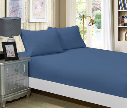 1000TC Ultra Soft Fitted Sheet & 2 Pillowcases Set - Super King Size Bed - Greyish Blue V493-ASKF-18