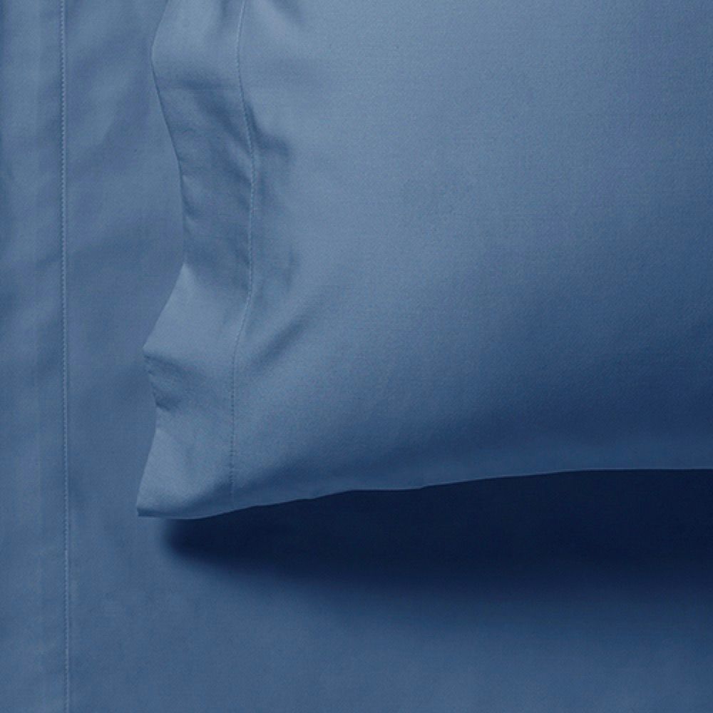 1000TC Super King Size Bed Soft Flat & Fitted Sheet Set Greyish Blue V493-ASKS-18