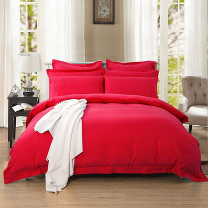 1000TC Tailored Double Size Red Duvet Quilt Cover Set V493-D-4