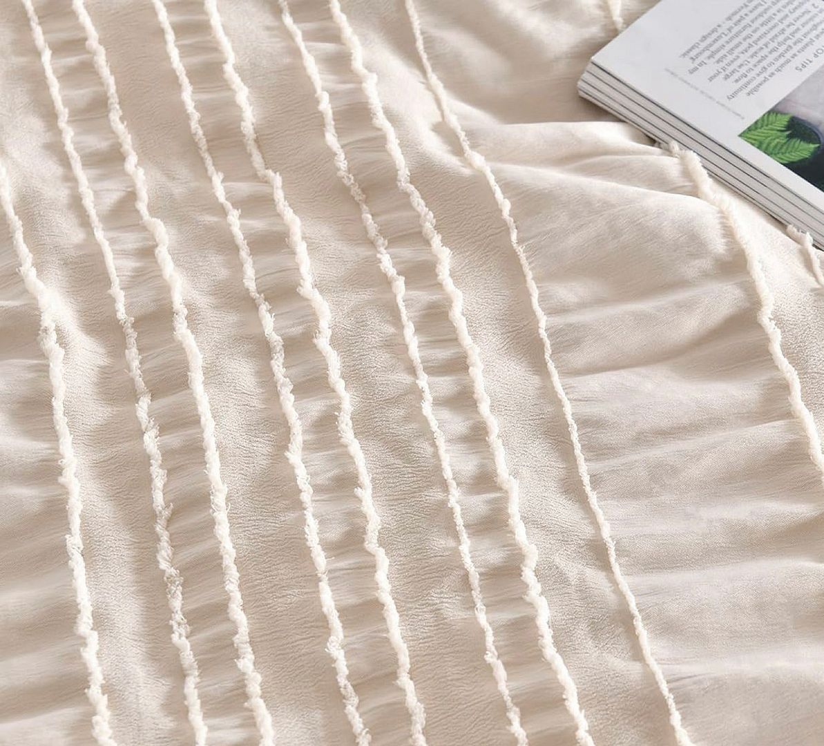 Tufted Boho Striped Embroidery Quilt/Doona/Duvet Cover Set - King Size V493-JHHI-K15