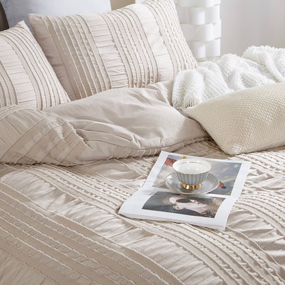 Tufted Boho Striped Embroidery Quilt/Doona/Duvet Cover Set - Queen Size V493-JHHI-Q15