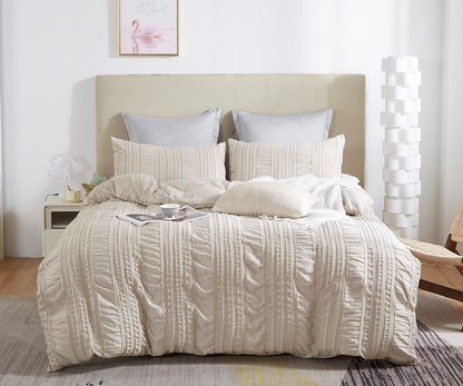 Tufted Boho Striped Embroidery Quilt/Doona/Duvet Cover Set - Super King Size V493-JHHI-SK15