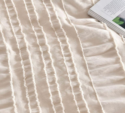Tufted Boho Striped Embroidery Quilt/Doona/Duvet Cover Set - Super King Size V493-JHHI-SK15