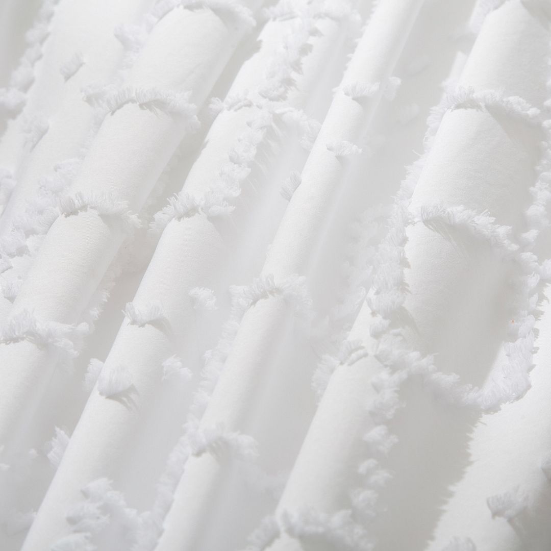 Tufted Boho Embroidery Quilt/Doona/Duvet Cover Set - White - Super King Size V493-JJXW-01SK