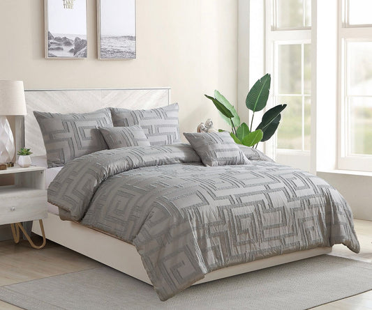 Tufted Jacquard Quilt/Doona/Duvet Cover Set - Grey - Queen Size V493-JTTF-Q16