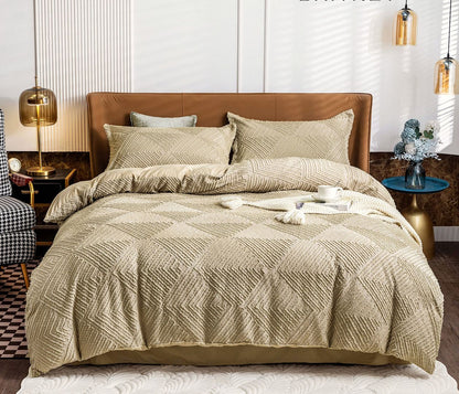 Tufted Textured Jacquard Quilt Cover Set - Queen Size V493-JW-Q-09