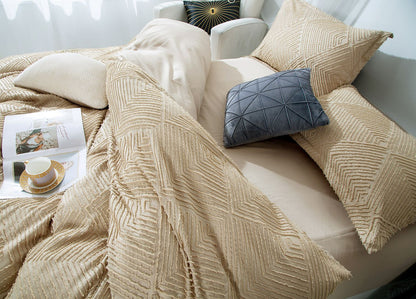 Tufted Textured Jacquard Quilt Cover Set - Queen Size V493-JW-Q-09