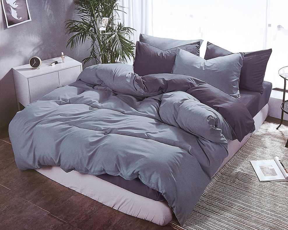 1000TC Reversible Super King Size Grey Duvet Quilt Cover Set V493-LSK-01