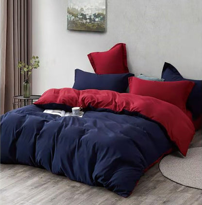 1000TC Reversible Super King Size Blue and Red Duvet Quilt Cover Set V493-LSK-03