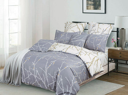 Tree Reversible Double Size Grey Duvet Quilt Cover Set V493-MD-410