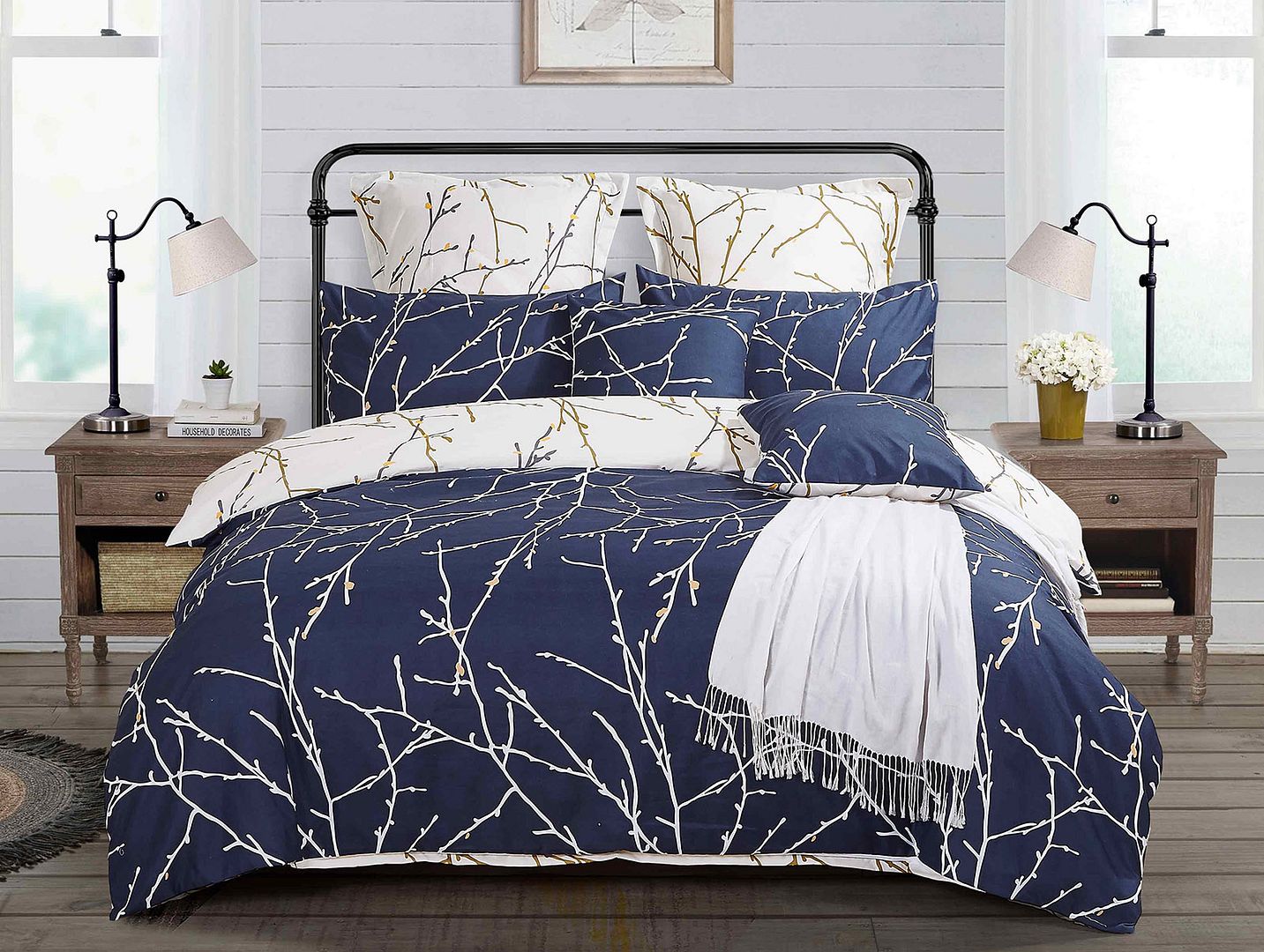 Tree Reversible Double Size Blue Duvet Quilt Cover Set V493-MD-412