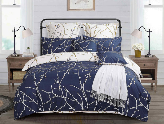 Tree Reversible Double Size Blue Duvet Quilt Cover Set V493-MD-412