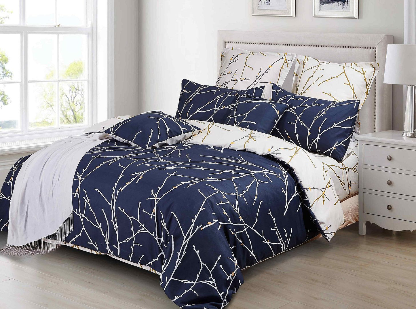 Tree Reversible Double Size Blue Duvet Quilt Cover Set V493-MD-412