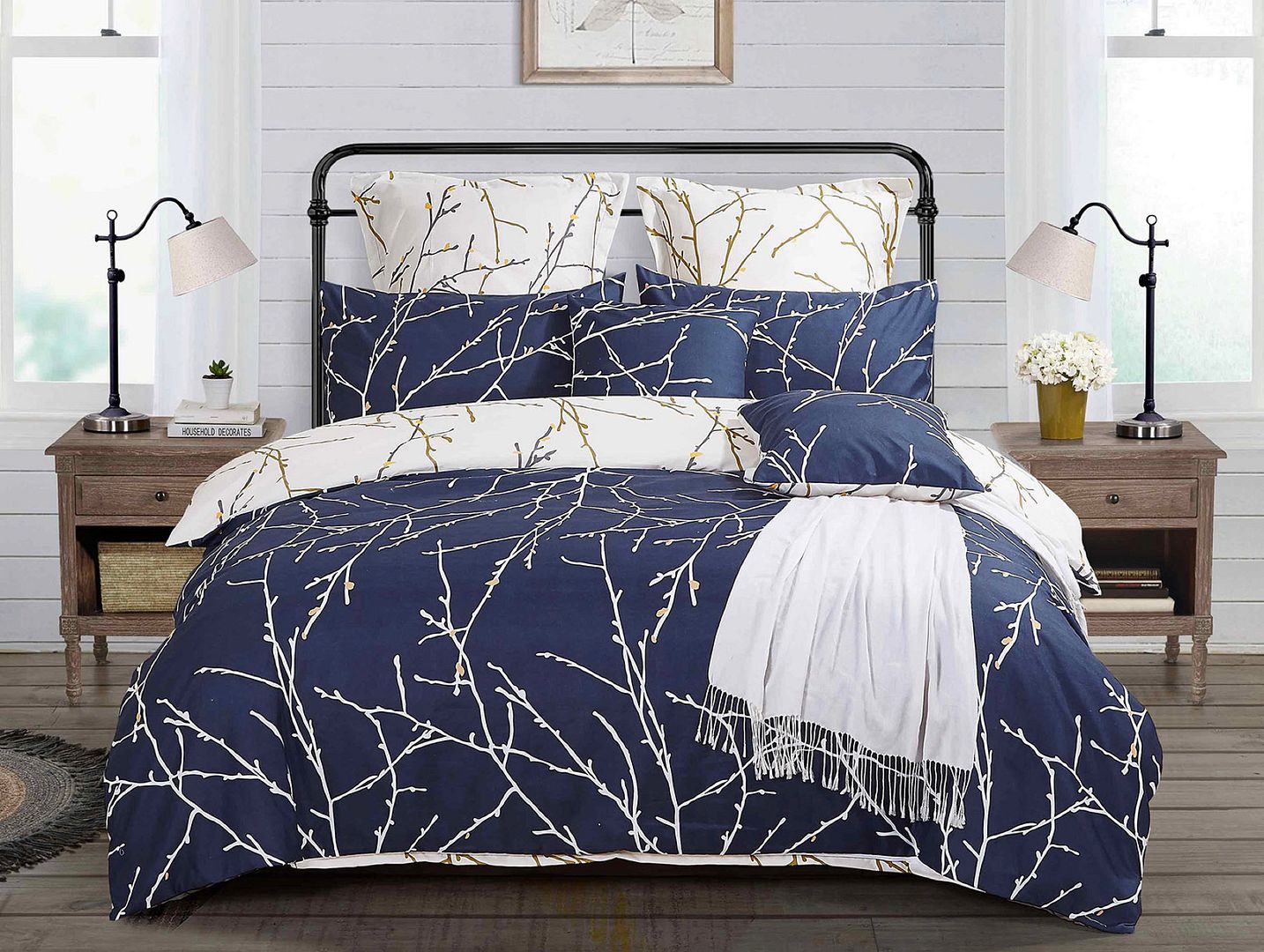 Tree Reversible Double SizeQuilt/Duvet Cover Set - Beige V493-MD-413