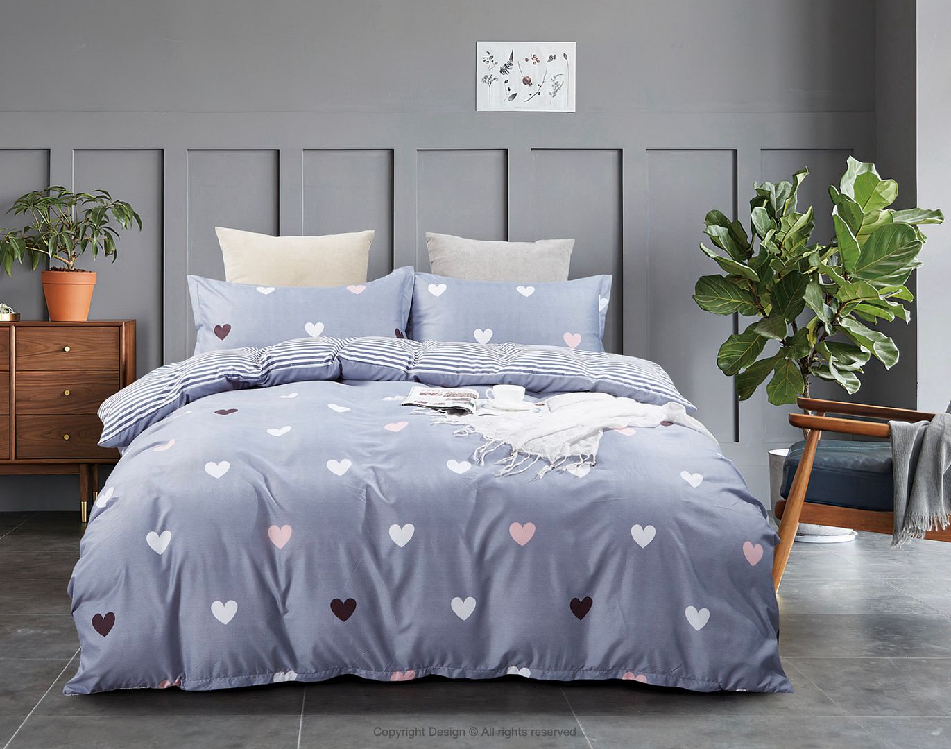 Love Heart Queen Size Quilt/Duvet Cover Set V493-MQ-430