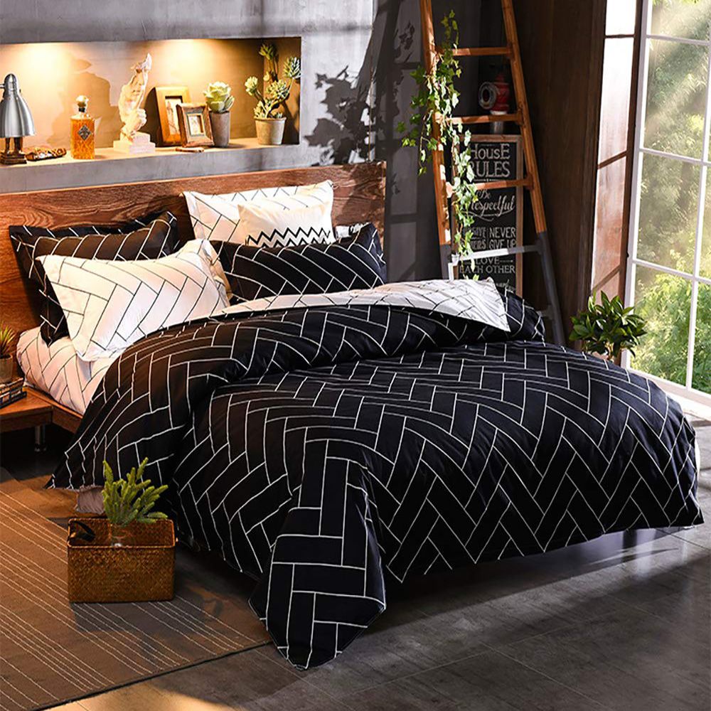 Black&White Super King Size Duvet Quilt Cover Set V493-MSK-331