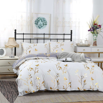 Reversible Design Super King Size White Duvet Quilt Cover Set V493-MSK-461A