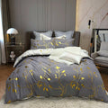 Reversible Design Leaves Grey Super King Size Bed Quilt/Duvet Cover Set V493-MSK-461B